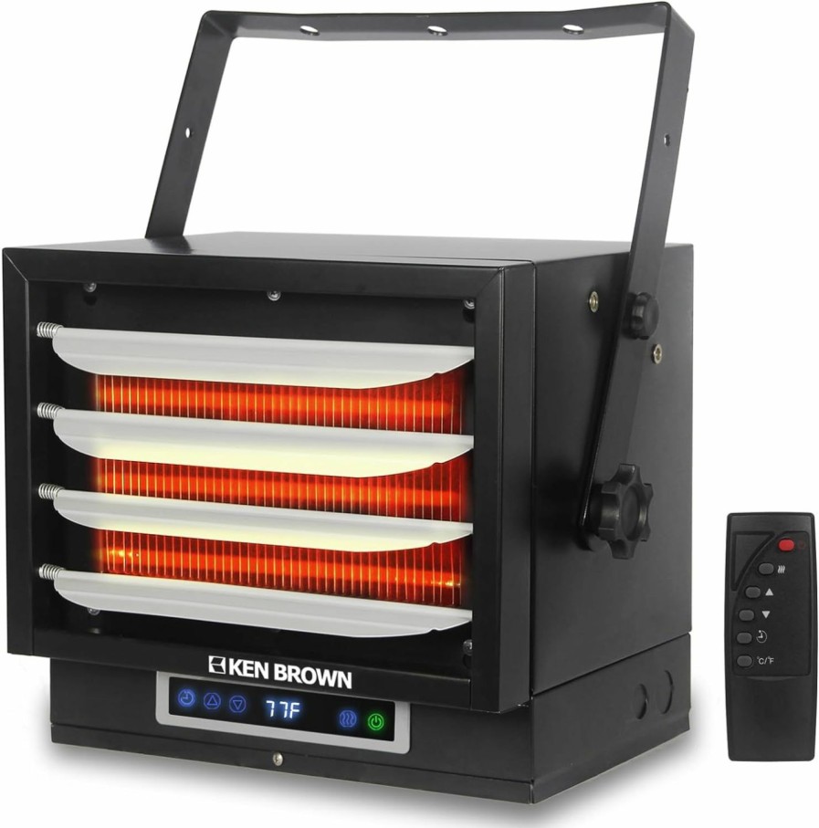 Home Improvement KEN BROWN | Ken Brown 7500W Electric Garage Heater, Digital Fan Forced Ceiling Mount Heater, 240V Hardwired Shop Heater With Full-Function Remote, Digital Thermostat And 8-Hour Timer, 2023 Upgraded