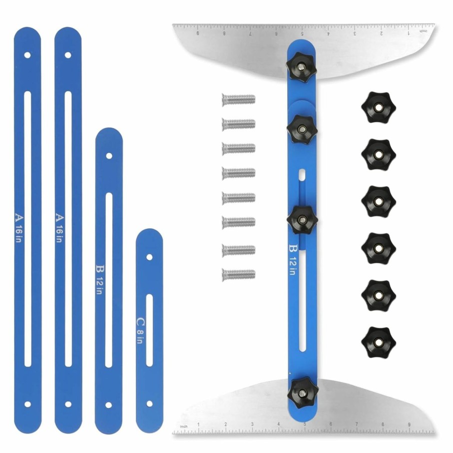 Home Improvement DIYAREA | Diyarea Stair Treads Gauge Template Tool,Stair Jig, Metal Stair Measuring Tool,Adjustable Measurement Tool, Shelf Scribe Layout Tool For Stairs, Risers, Shelf And Cutting Drywall, 9.8''-72''