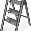 Home Improvement HBTower | Hbtower 3 Step Ladder, Aluminum Ladder, Folding Step Stool For Adults, 330Lbs Capacity Sturdy& Portable Ladder For Home Kitchen Library Office, Champagne Gold