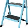 Home Improvement Krightlink | Krightlink Step Ladder, Folding Step Stool With Wide Platform Steps, Portable Folding Heavy-Duty Steel Sturdy Ladder For Adults Multi-Use For Home And Kitchen - Blue (3 Step)