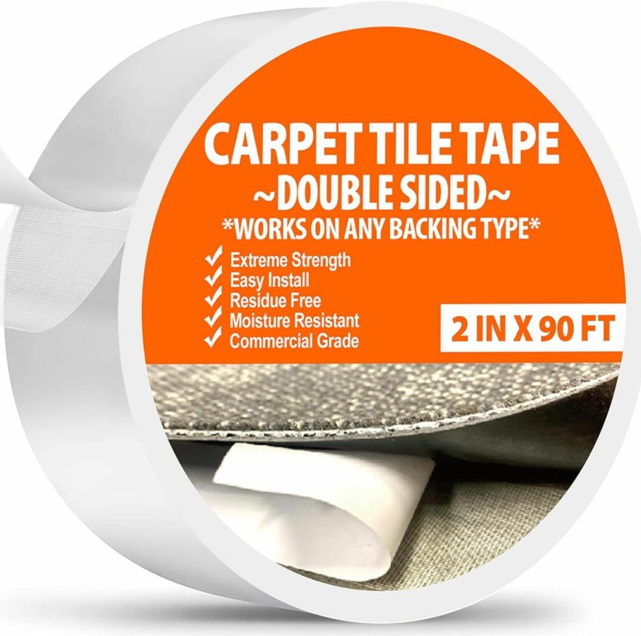 Home Improvement All Flooring Now | All Flooring Now Double Sided Tape Heavy Duty Carpet Tape 2In X 90Ft For Carpet Tiles, Rug Tape, Vinyl Flooring, Indoor Outdoor Carpet, Grip Tape, Carpet Padding Double Stick Tape Rug Gripper