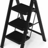 Home Improvement AriseWork | Arisework 3 Step Ladder, Lightweight Folding Step Stool Wide Anti-Slip Metal Pedal For Household Office Portable Stepladder, No Assembly Required Black