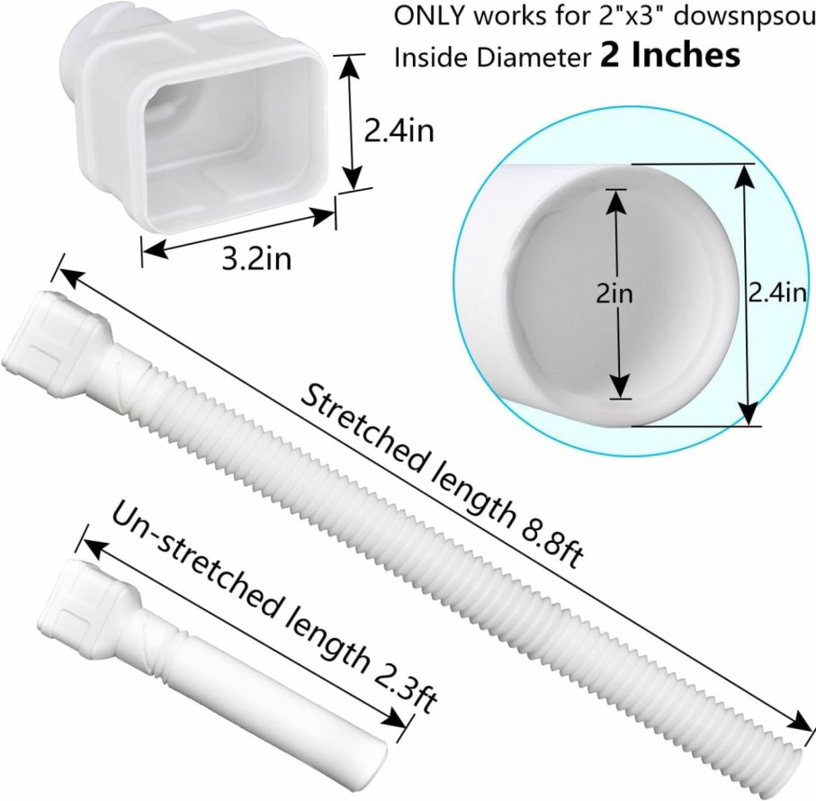 Home Improvement Prestantious | Prestantious Gutter Downspout Extensions, 2\" Downspout Extender Gutter Downspout Drainage Pipe For 2\" 3\" Downspout, Inside Diameter 2 Inches, Flexible Pipe Stretched Length 8.5Ft(White-1 Pack)