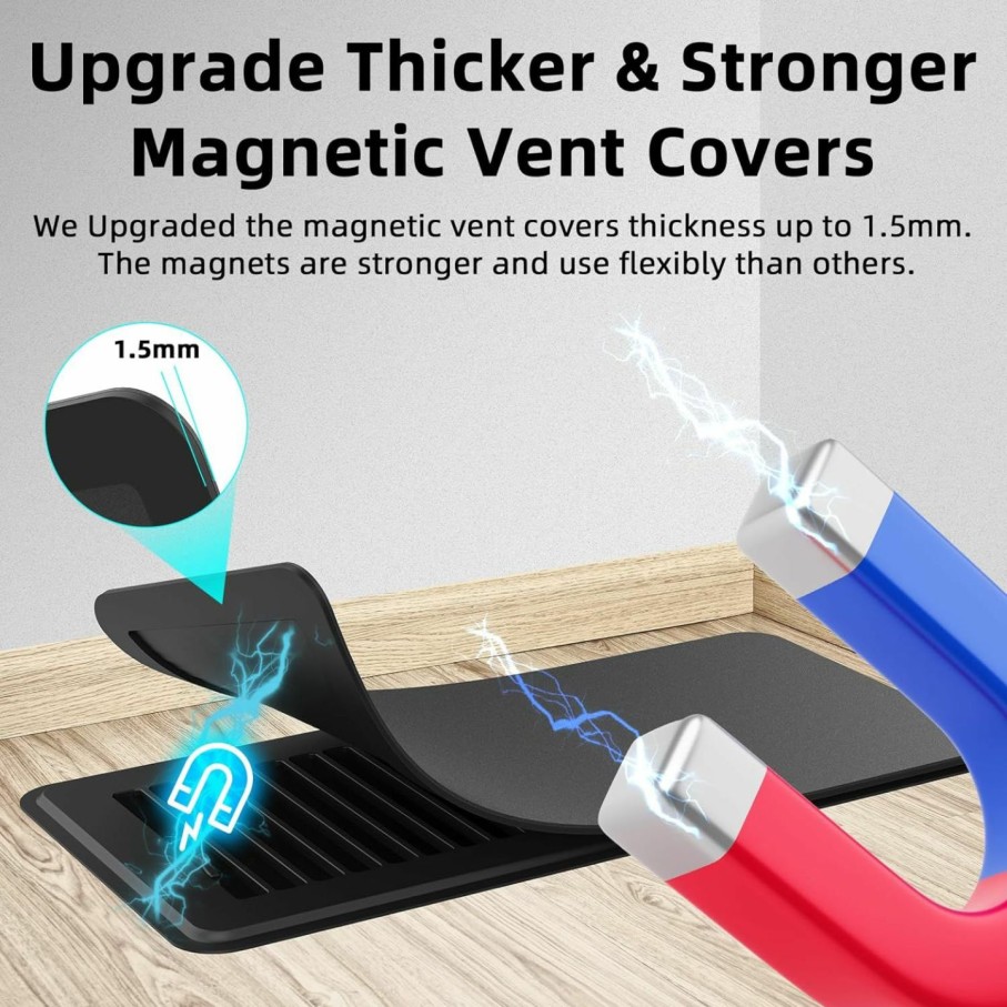 Home Improvement BYEWIRE | Byewire Floor Register 4 X 10 Inch With Strong Magnetic Vent Cover, Air Vent Cover For Home Floor Wall Or Celling Black Register Cover For Hvac Rv Ac 3 Pack