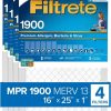 Home Improvement Filtrete | Filtrete 16X25X1 Air Filter, Mpr 1900, Merv 13, Healthy Living Ultimate Allergen 3-Month Pleated 1-Inch Air Filters, 4 Filters