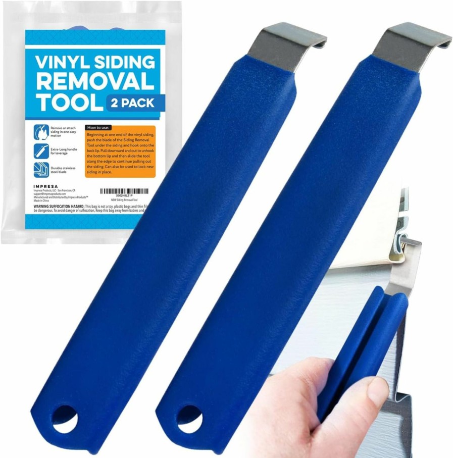 Home Improvement IMPRESA | 2 Pack Vinyl Siding Removal Tool For Installation And Repair, Extra Long Non-Slip Grip Handle, Easy Removal Of Vinyl Sidings Without Damaging Siding, High-Quality One-Piece Steel Zip Tool