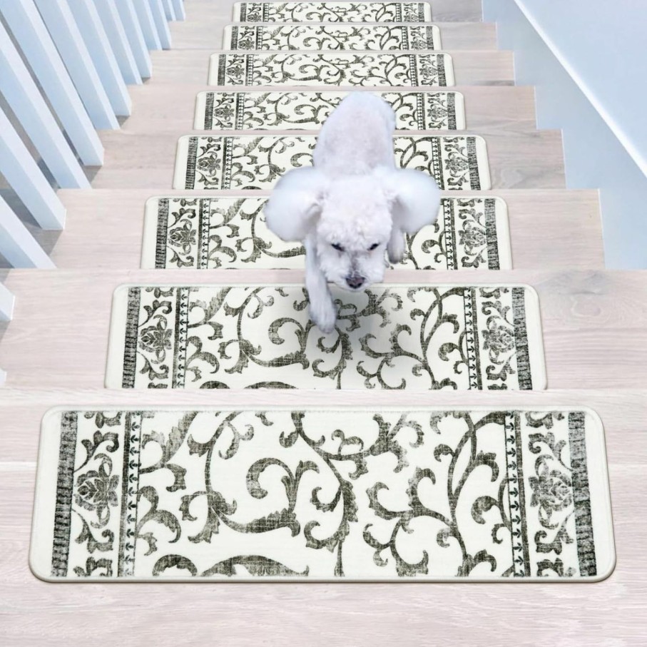 Home Improvement OJIA | Ojia Extra Non-Slip Stair Treads For Wooden Steps Set Of 15, 30\"X8\" Carpet Stair Mats Indoor Stair Runners Anti-Slip Stair Rugs Safety Mats For Dogs, Kids & Elders, Rubber Backing Step Treads