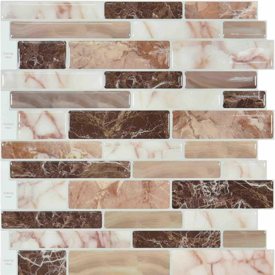 Home Improvement WOWSTAR | Wowstar 10-Sheet Peel And Stick Tiles, Marble Look Kitchen Backsplash Tiles, 12\"X12\" (10, Gray)