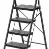 Home Improvement RIKADE | 2 Step Ladder, Rikade Folding Step Stool, Step Stool With Wide Anti-Slip Pedal, Lightweight, Portable Folding Step Ladder With Handgrip, Multi-Use Steel Ladder For Household And Office Black