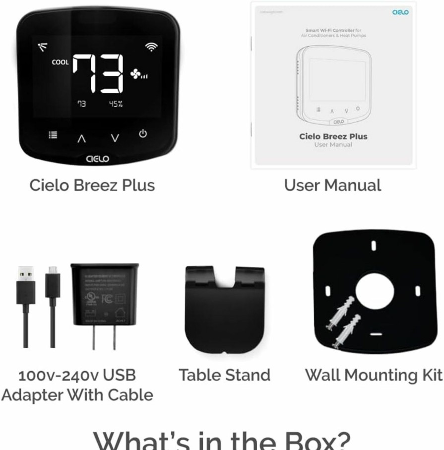 Home Improvement Cielo Breez | Cielo Breez Plus Smart Air Conditioner Controller | Wifi Thermostat For Mini-Split, Window, Portable Acs | Alexa, Google, Siri Shortcuts, Smartthings, Ifttt | Free App | Inbuilt Temp/Humidity Sensors