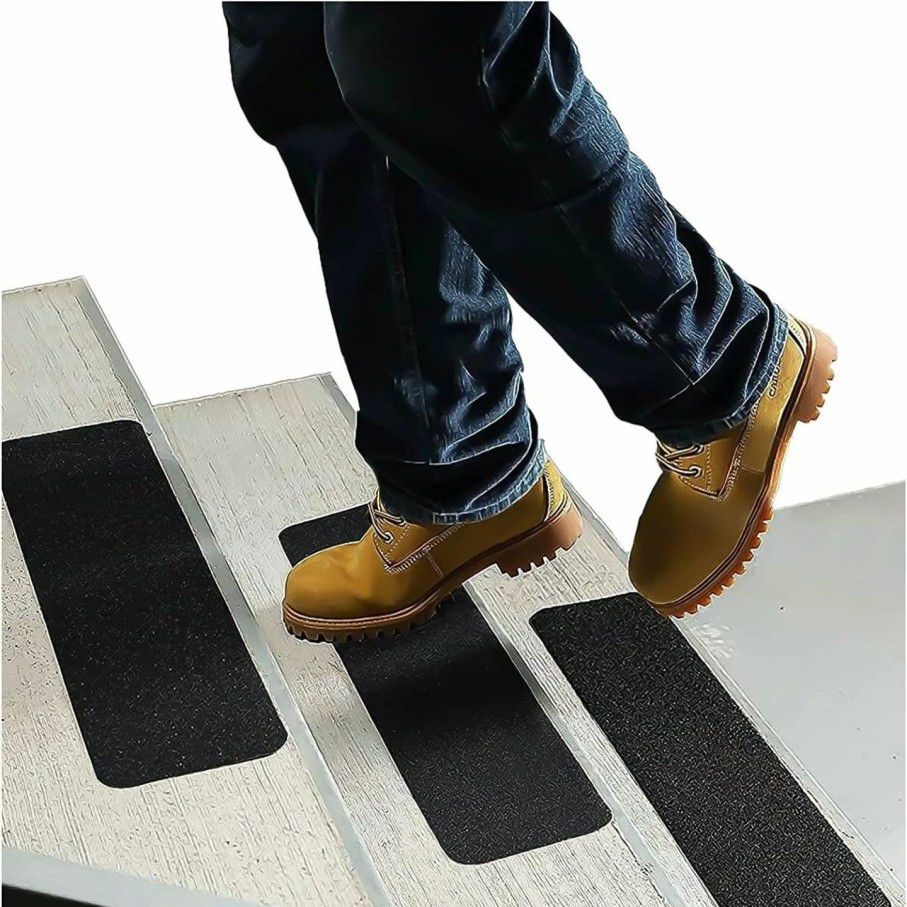 Home Improvement ThreadNanny | Stair Treads Non Slip For Wooden Steps Indoor And Outdoor - Grip Tape For Stairs Concrete Stairs (Works On All Surfaces & Weather) | Waterproof Anti Slip Tape, Strong Non Skid Tape 6" X 24" (5-Pack)