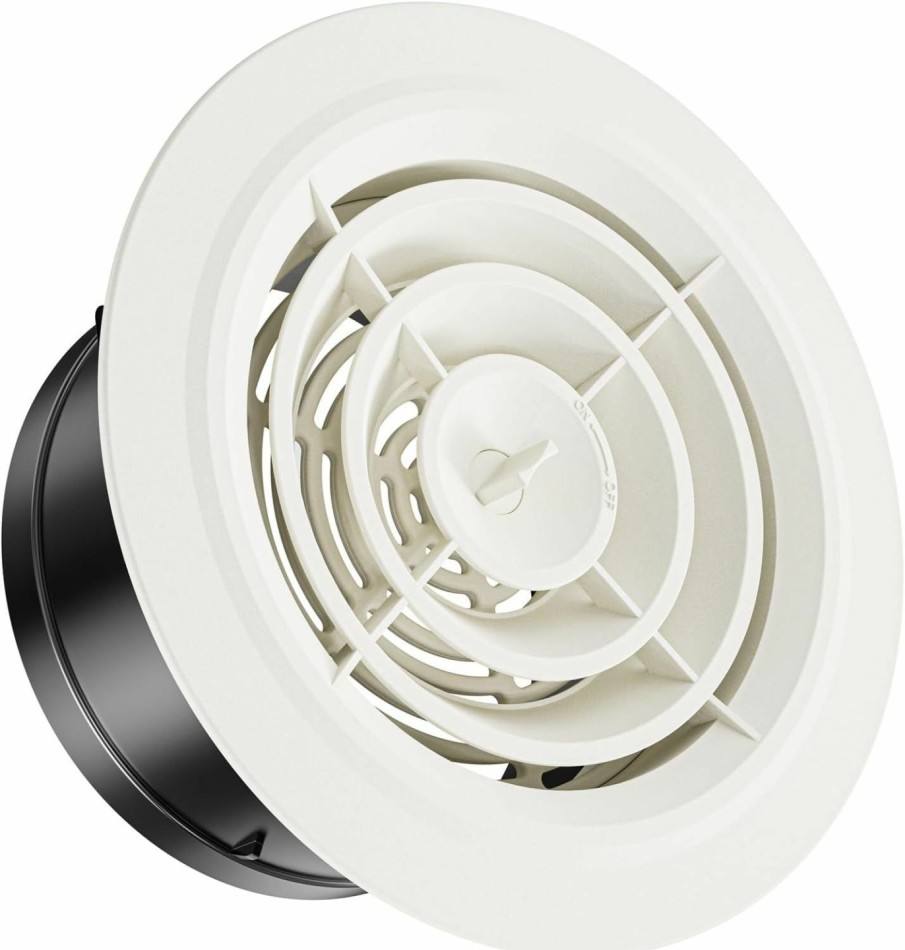 Home Improvement HG Power | 6 Inch Round Air Vent, Hg Power Adjustable Abs Louver, White Grille Cover Soffit Vent Fit For Bathroom Office Kitchen Ventilation - Opening Size 5.75\"