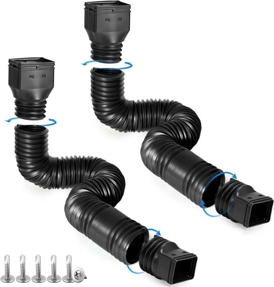 Home Improvement plusgutter | Plusgutter Black-2Pack Rain Gutter Downspout Extensions Flexible, Drain Downspout Extender,Down Spout Drain Extender, Gutter Connector Rainwater Drainage,Extendable From 21 To 68 Inches