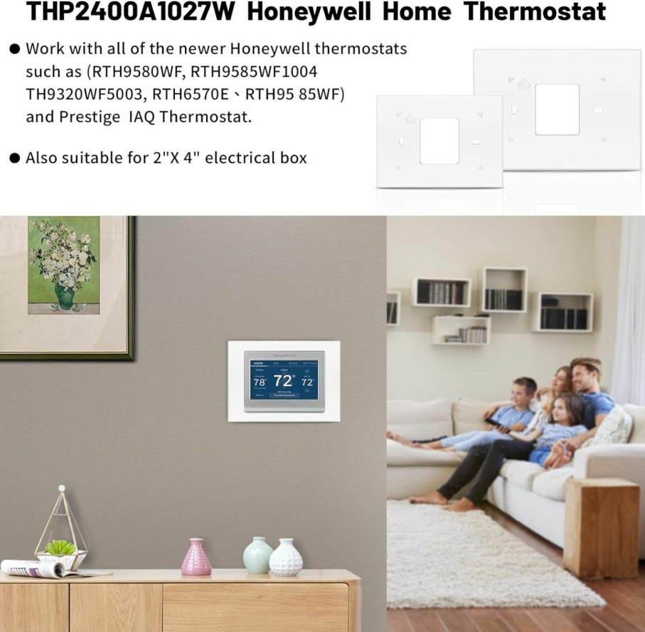 Home Improvement Adabuing | Thermostat Wall Plate Compatible With Thp2400A1027W Honeywell Home Thermostat Coverplate Assembly Wall Mount Plate -White