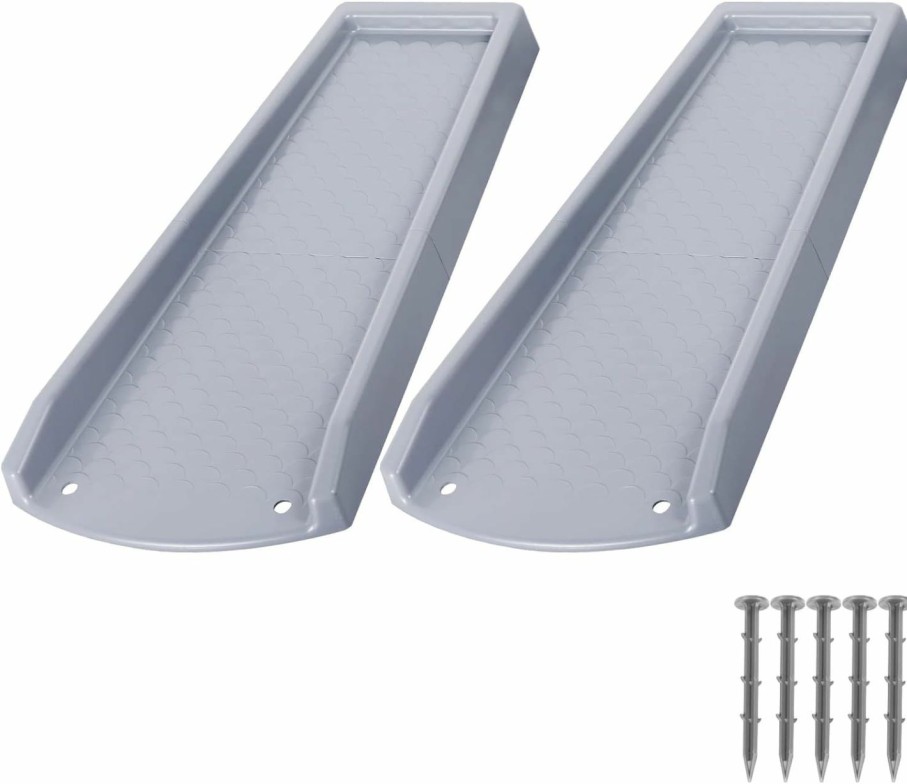 Home Improvement plusgutter | Plusgutter Rain Gutter Downspout Splash Block, Gutter Downspout Extensions For Water Drainage, 24\" Gutter Splash Guards Downspout Extender, Fixable Down Spout Drain Trays With Pe Nails(2 Pack, Gray)