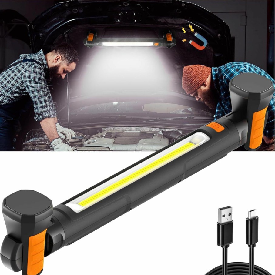 Home Improvement XEK | Rechargeable 2500Lm Underhood Car Repair Work Light With Hooks - 5200Mah Battery Powered Mechanic Light For Emergencies And Tasks