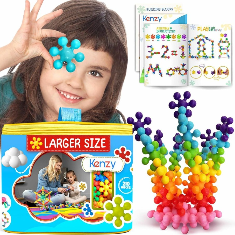 Home Improvement KENZY | Kenzy 210 Pieces Size 1.5 Bpa Free Building Blocks Kids Stem Toys Building Discs Sets Clip Connect Educational Building Toys Interlocking Solid Plastic Toys Sets For Preschool Kids Boys Girls Aged 3+