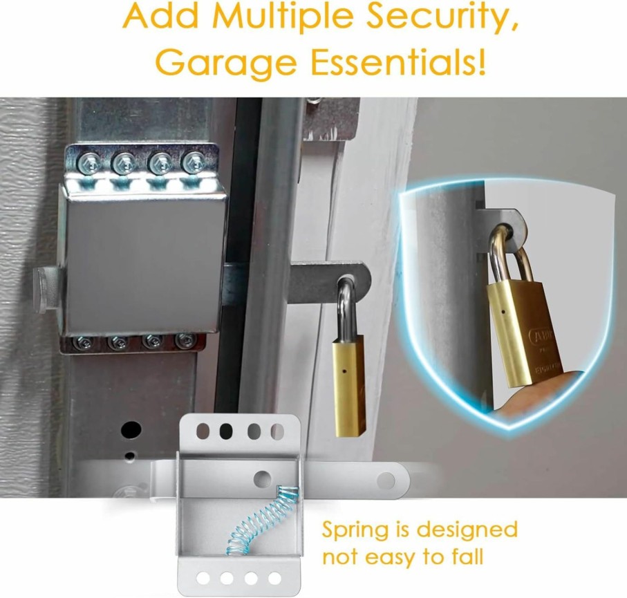 Home Improvement EverPlus | Garage Door Side Lock Latch - Security Slide Door Locks Hardware Kit Heavy Duty Inside Safety Door Replacement Deadlock Guard For Overhead Roll Up Shed Garage Doors, Add Extra Interior Secondary Lock