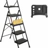 Home Improvement BONTEC | Bontec 2-Step Ladder, Folding Step Stools For Adults With Wide Anti-Slip Pedals, Max Load Capacity 600Lbs Sturdy Steel Ladder, Lightweight, Convenient Handle, Portable Steel Step Stool, Black