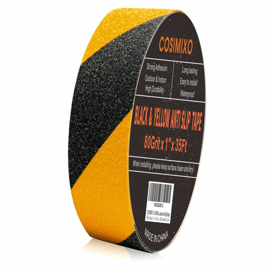 Home Improvement COSIMIXO | Cosimixo 4\" X 35Ft Black&Yellow Heavy Duty Anti Slip Tape For Stairs Outdoor/Indoor Waterproof Grip Tape Safety Non Skid Roll For Stair Steps Traction Tread Staircases Non Slip Strips…