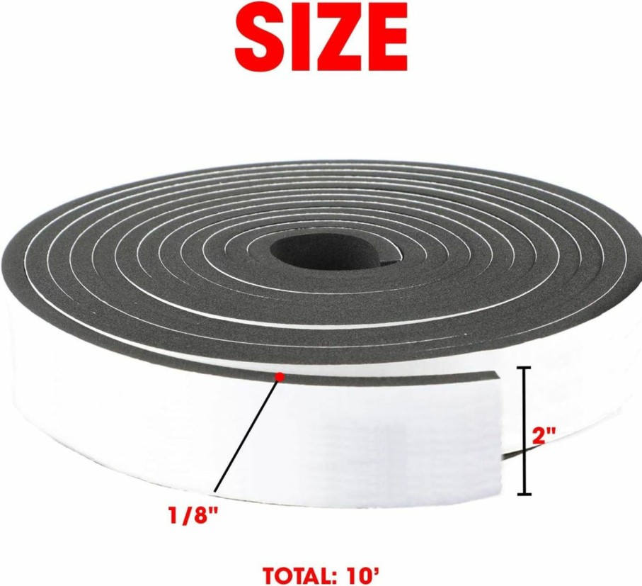 Home Improvement Dualplex | Neoprene Foam Strip Roll By Dualplex, 1\" Wide X 10' Long X 1/4\" Thick, Weather Seal High Density Stripping With Adhesive Backing Weather Strip Roll Insulation Foam Strips