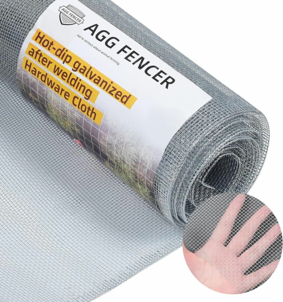 Home Improvement AggFencer | Aggfencer 36Inch X 10Ft Hardware Cloth 1/8Inch 27Ga Hot Dipped Galvanized After Welding, Chicken Coop Wire Fence, Garden Plant Welded Metal Wire Fencing Roll Mesh, Poultry Animal Netting Cage Screen