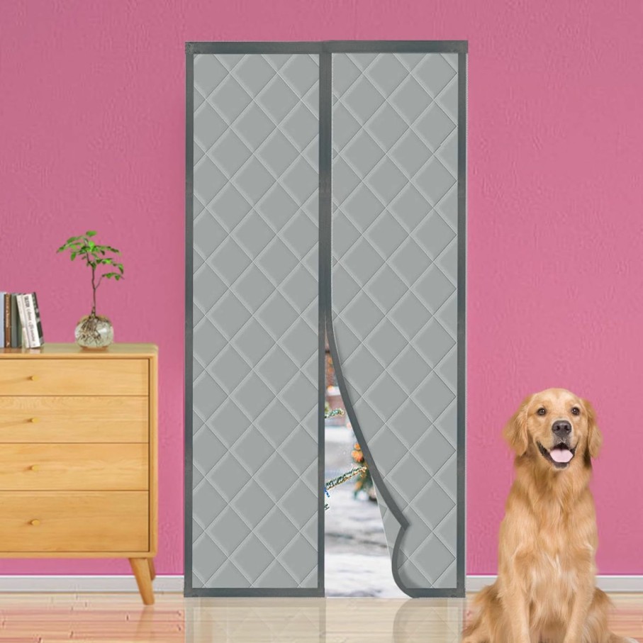 Home Improvement YRH | Magnetic Thermal Insulated Door Curtain For Winter,Fit Door Size 32 X 80 Inch,Oxford Cloth Thermal Door Curtain,Yrh Upgraded Heavy Soundproofing Door Curtain,Wind,Cold,Anti Rain,Snow (Grey)