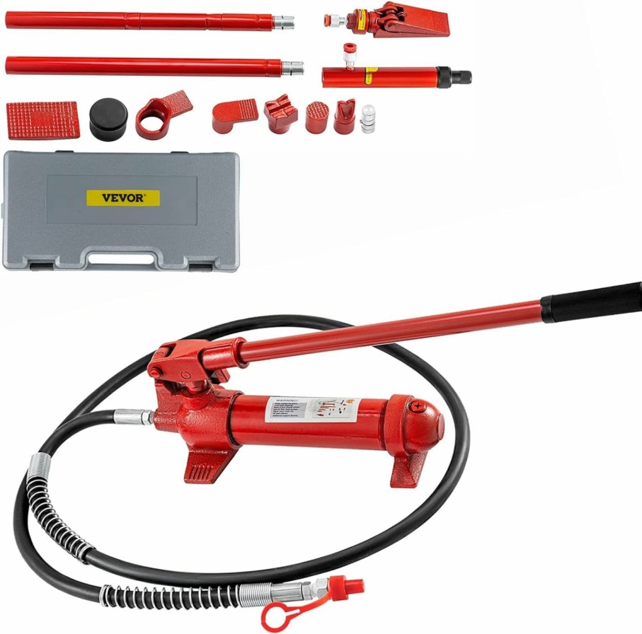 Home Improvement VEVOR | Vevor 4 Ton Porta Power Kit, Portable Hydraulic Jack With 3.9 Ft/1.2 M Oil Hose, Auto Body Frame Repair Kit With Storage Case For Car Repair, Truck, Farm (8800 Lbs)