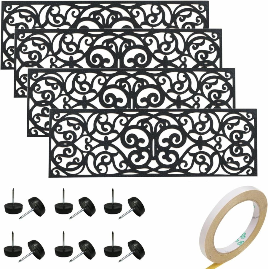 Home Improvement UFelice | Rubber Stair Treads - Included Stay-On Kit - Skid Resistant, Butterfly Stair Traction Tread Mats, Outdoor Non-Slip Step Mat- Set Of 4, 30 X 10 Inches