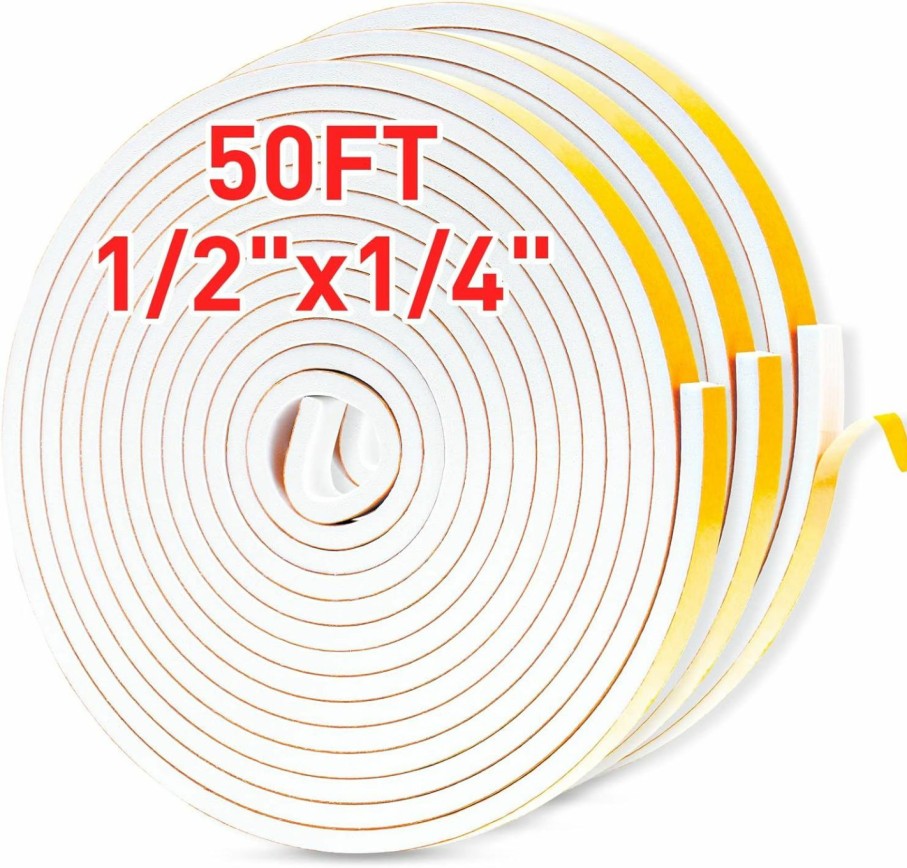 Home Improvement Dmsky | 50Ft Weather Stripping Door Seal Strip,Foam Insulation Tape For Doors And Window, Door Weather Stripping,Air Conditioning Adhesive Sealing Weatherstrip(1/2Inx 1/4In)