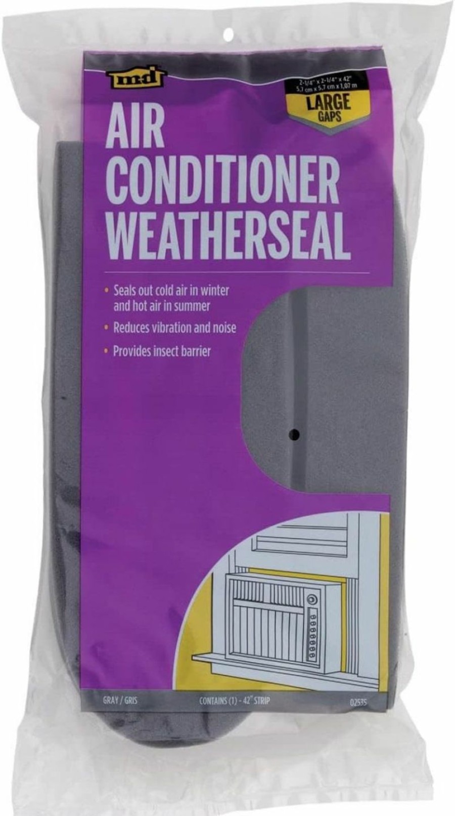 Home Improvement M-D Building Products | M-D Building Products 2006 M-D 0 Open-Cell Air Conditioner Weather-Strip, W X 42 In L X 1-1/4 In T, 1 1/4 Inch, Gray