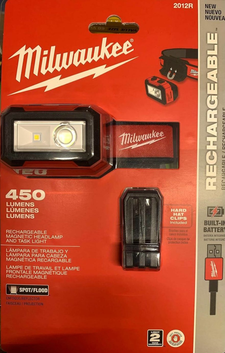 Home Improvement Milwaukee | Milwaukee Rechargeable Magnetic Task Light, Led, 2 Foot Heavy Duty Cable, 0.51 Lbs