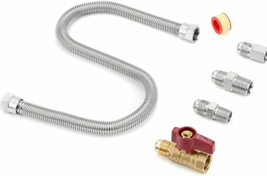 Home Improvement Stanbroil | Stanbroil One Stop Gas Appliance Hook Up Kit - Brass Gas Ball Valve And Flexible Gas Connector With Fittings For Garage Heaters, Gas Stoves, Wall Mounted Heaters, Gas Fireplace And Gas Dryer