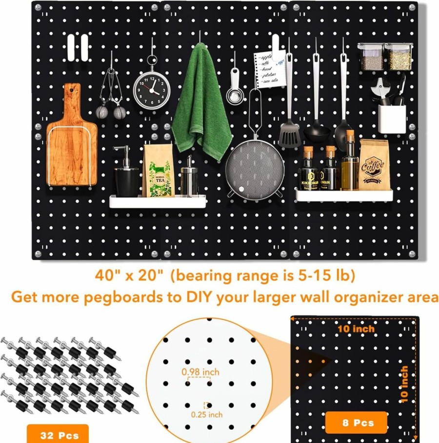 Home Improvement SKYFOOST | 2 Pcs Pegboard, Metal Pegboard Wall Panels - Pegboard Wall Organizer System - Peg Boards For Walls, Small Peg Board Tool Storage, White Pegboard For Garage, Craft Room, Workbench, Kitchen, Office