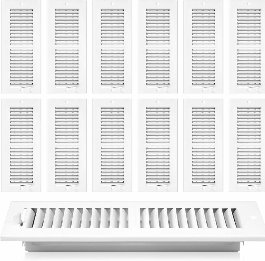 Home Improvement Zonon | Zonon 12 Pcs 10 X 4 Inch Air Vent Cover Ceiling Register Grill Duct Opening Air Supply Diffuser Wall Vent 2 Way Steel Sidewall Ceiling Vent Covers Inlet W/Manual Adjuster For Home Office Bathroom