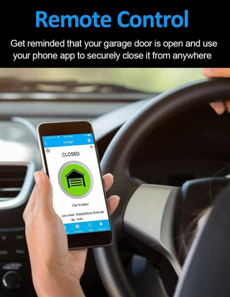 Home Improvement Aubric | Smart Wifi Garage Door Opener Remote Controller, Smartphone App Control, Compatible With Alexa, Google Assistant And Ifttt, No Hub Required