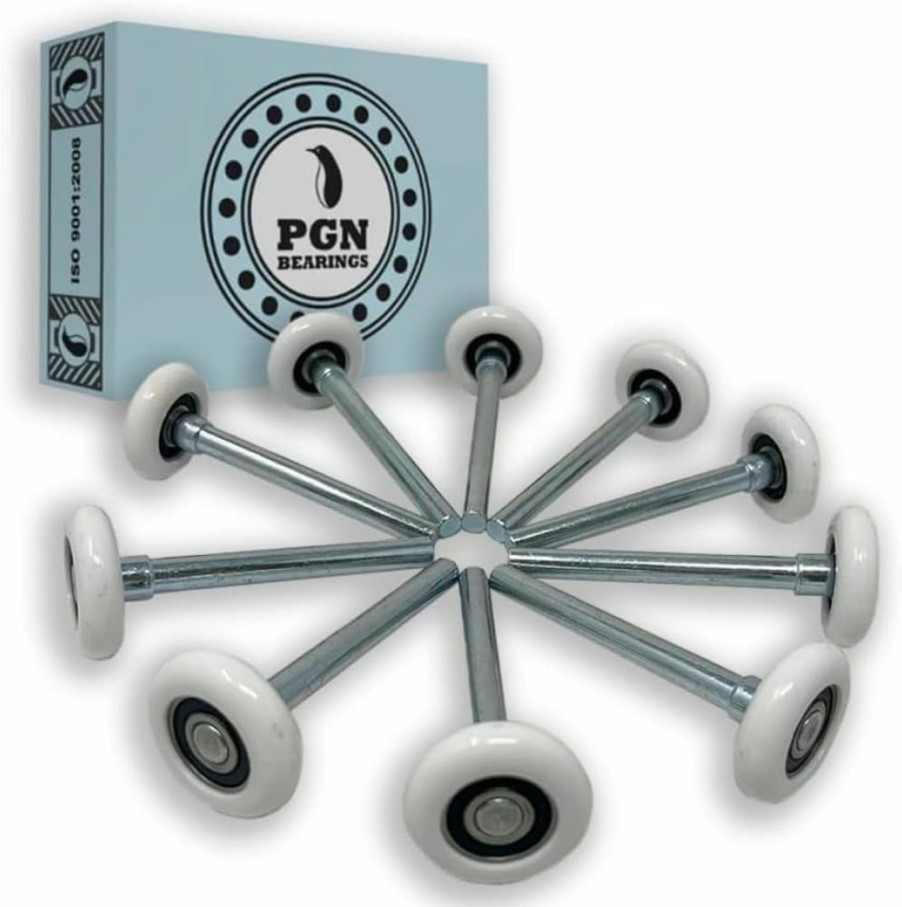 Home Improvement PGN Bearings | Pgn 2\" Nylon Garage Door Rollers 10 Pack - Quite And Smooth Garage Door Wheels Replacement - Garage Door Rollers With Double Seal - 4" Carbon Steel Stem